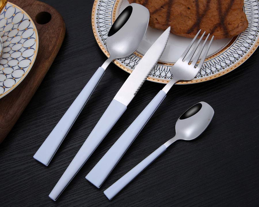 2011  hot sale  ABS plastic white handle cutlery set 24PCS