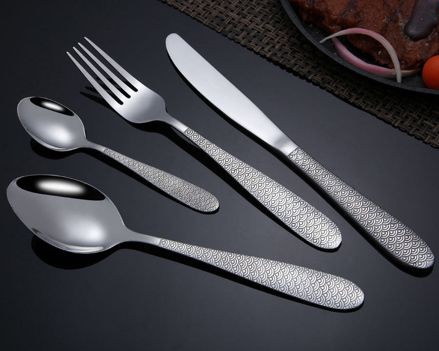1025  Special New Design Stainless Steel Cutlery 4pc Knife Fork and Spoon