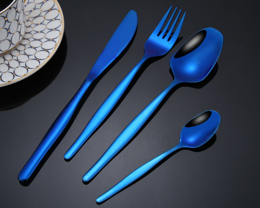 1226  PVD titanium plating  blue cutlery