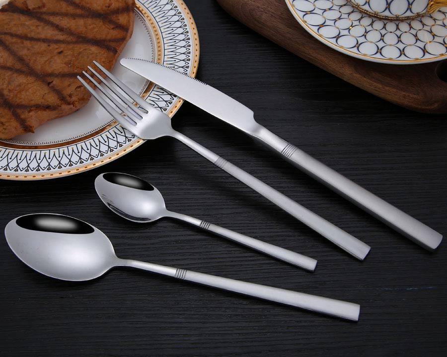 92003  sand blasting handle stainless steel tableware sets