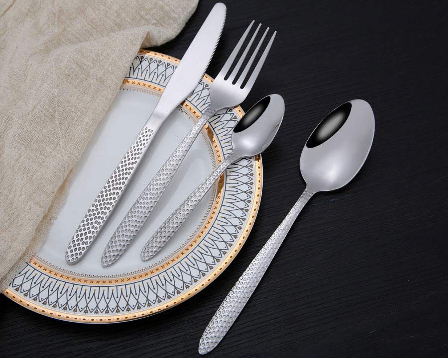 8502 US hammered cutlery set stainless steel